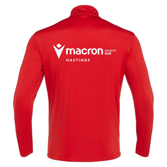 CREW CLUB HAWKS - PLAYERS RED HAVEL 1/4 TRACKSUIT TOP Macron Store Hastings