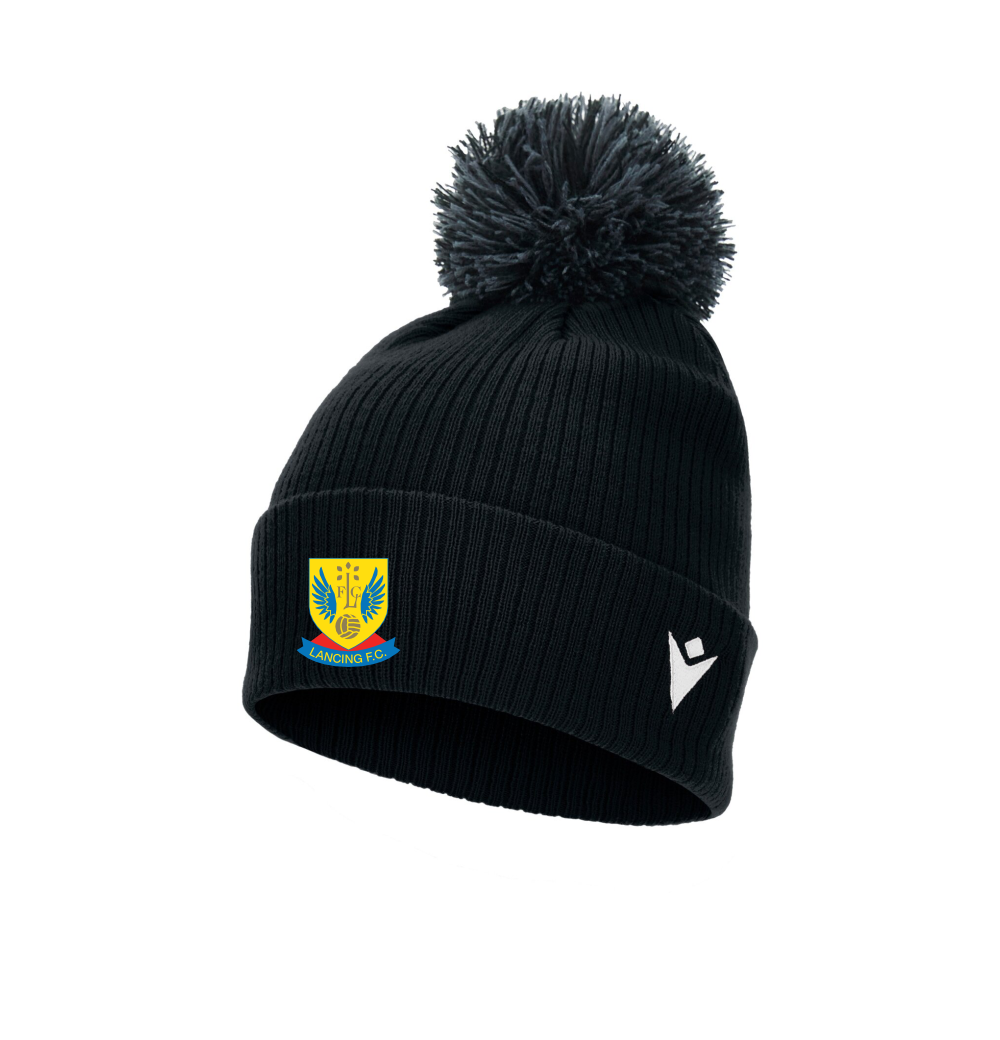 LANCING COACHES FC BLACK SNOW BOBBLE HAT Macron Store Hastings