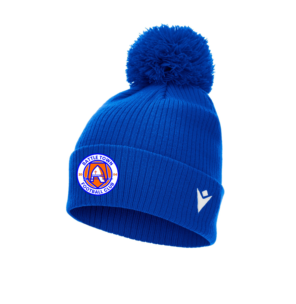 BATTLE TOWN FC PLAYERS ROYAL SNOW BOBBLE HAT Macron Store Hastings