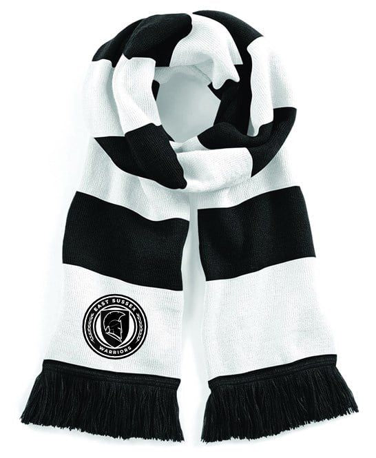 EAST SUSSEX WARRIORS STADIUM SCARF BLACK AND WHITE Macron Store Hastings