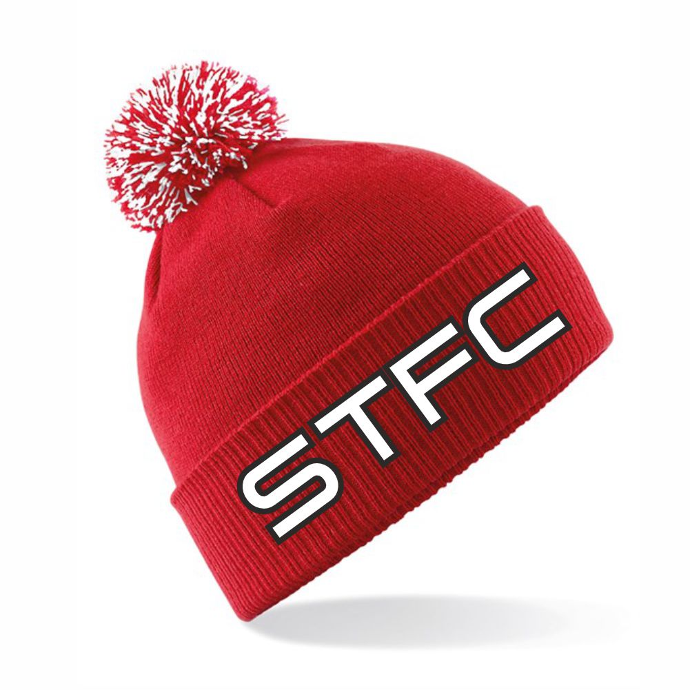 STEYNING TOWN FC RED/WHITE WINTER BOBBLE HATS