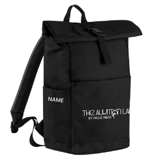 The Audition Lab premium backpack personalised side view