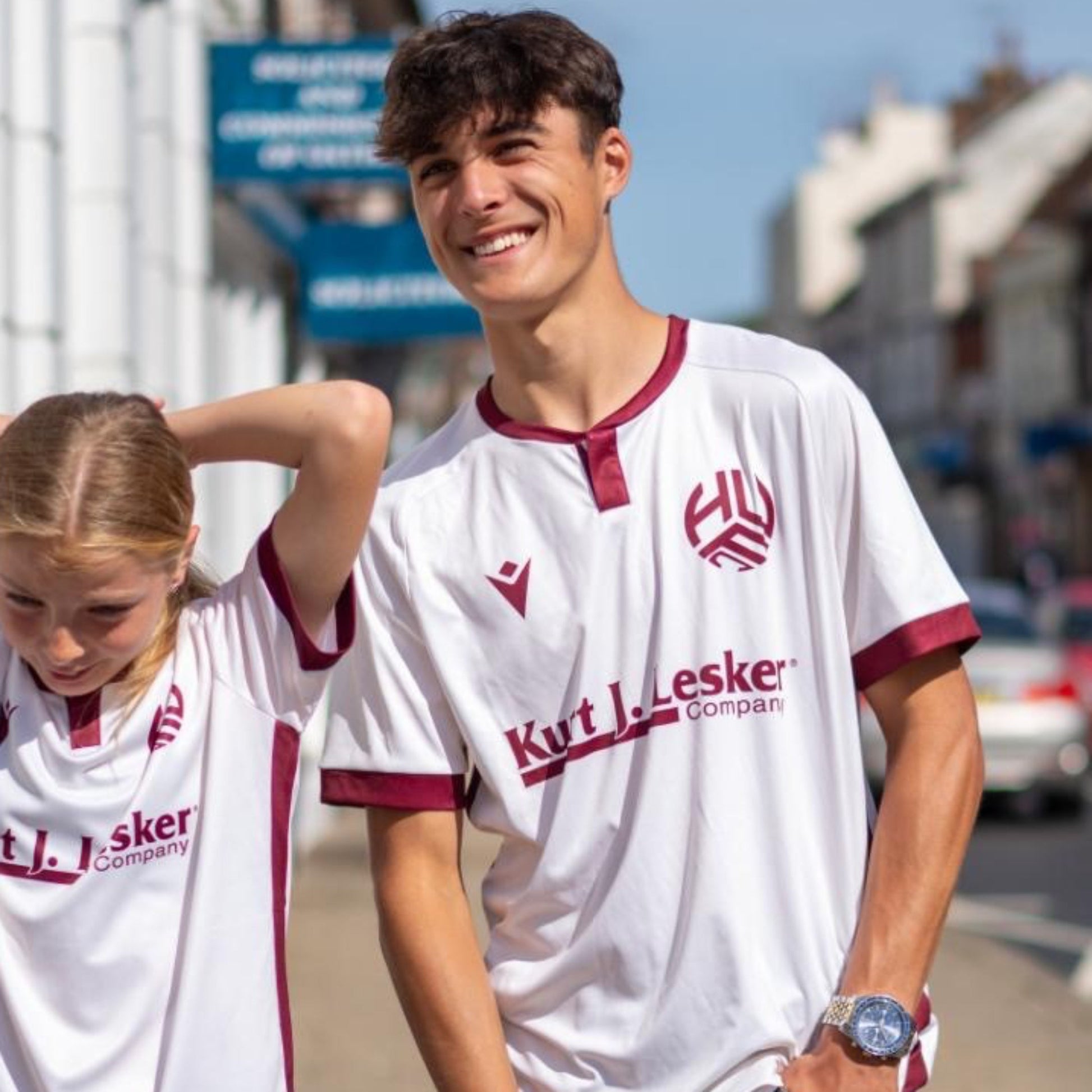 JNR HASTINGS UNITED FC AWAY MATCH DAY OFF WHITE REPLICA SHIRT Macron Store Hastings