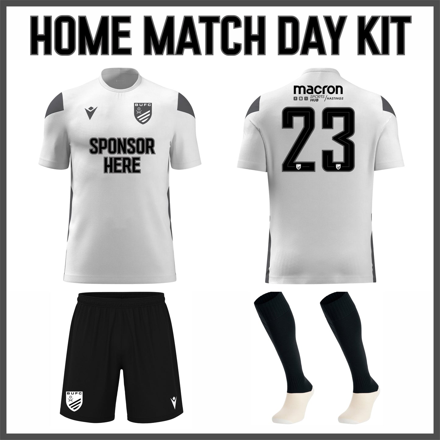BEXHILL UNITED YOUTH SNR HOME MATCH KIT Macron Sports Hub Hastings