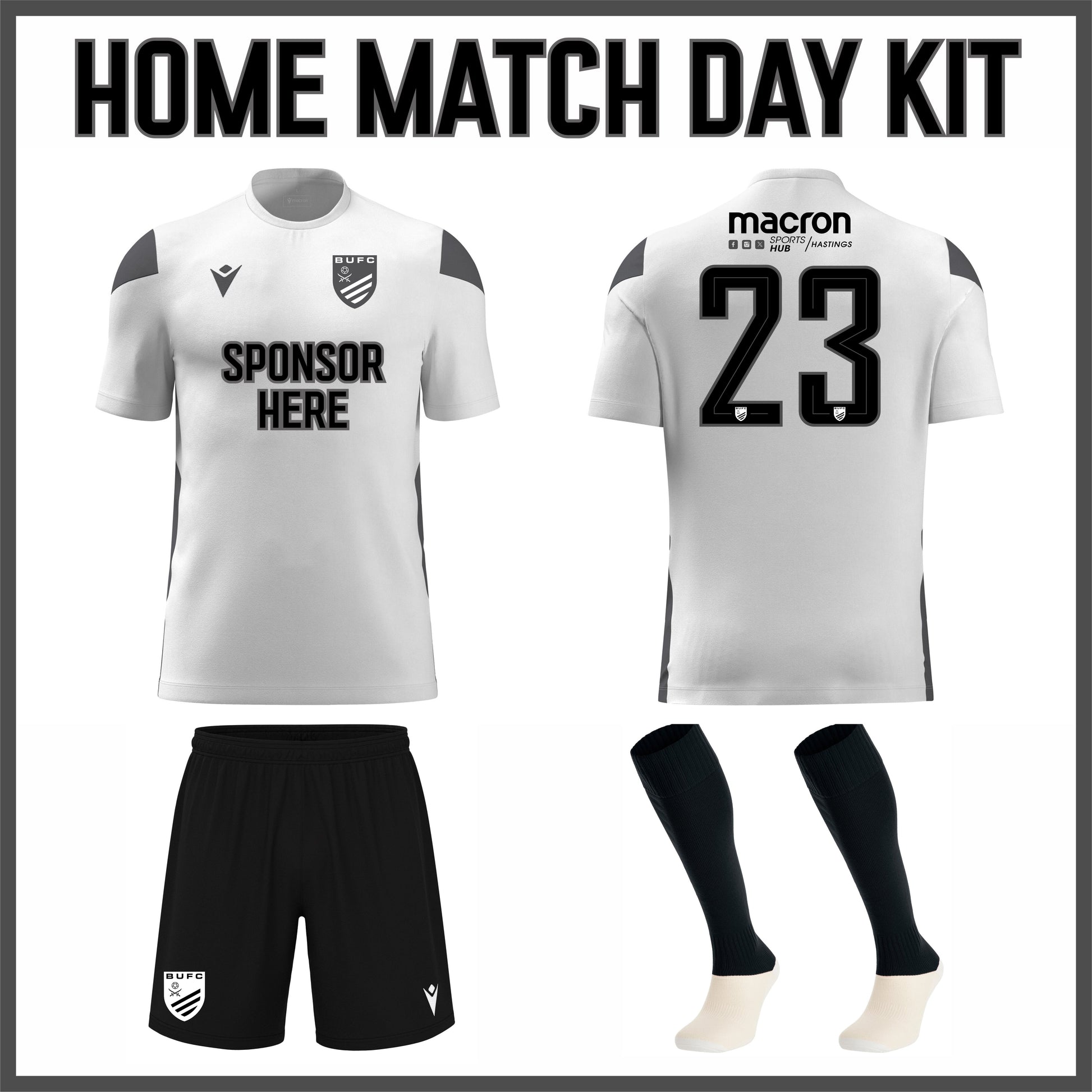 BEXHILL UNITED YOUTH SNR HOME MATCH KIT Macron Sports Hub Hastings