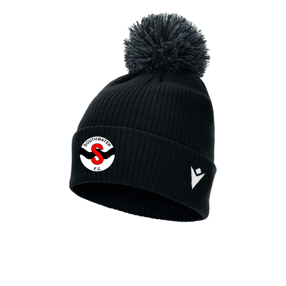 SOUTHWATER FC COACHES BLACK SNOW BOBBLE HAT Macron Store Hastings