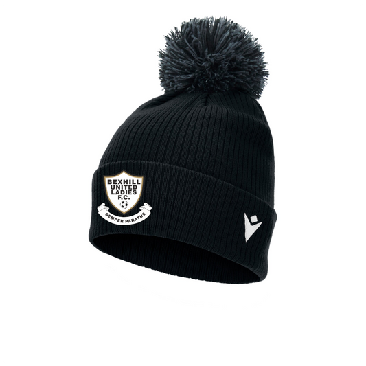 BEXHILL UNITED LADIES  BLACK SNOW BOBBLE HAT Macron Store Hastings