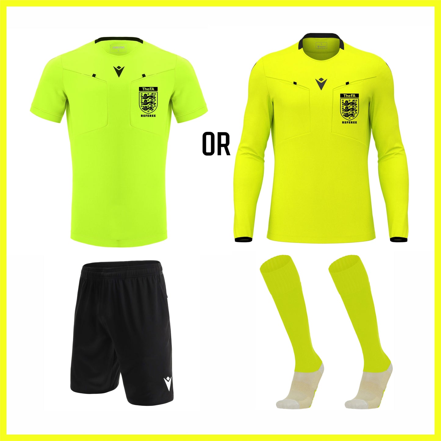 THE FA REFEREE FLUO YELLOW BUNDLE Macron Sports Hub Hastings