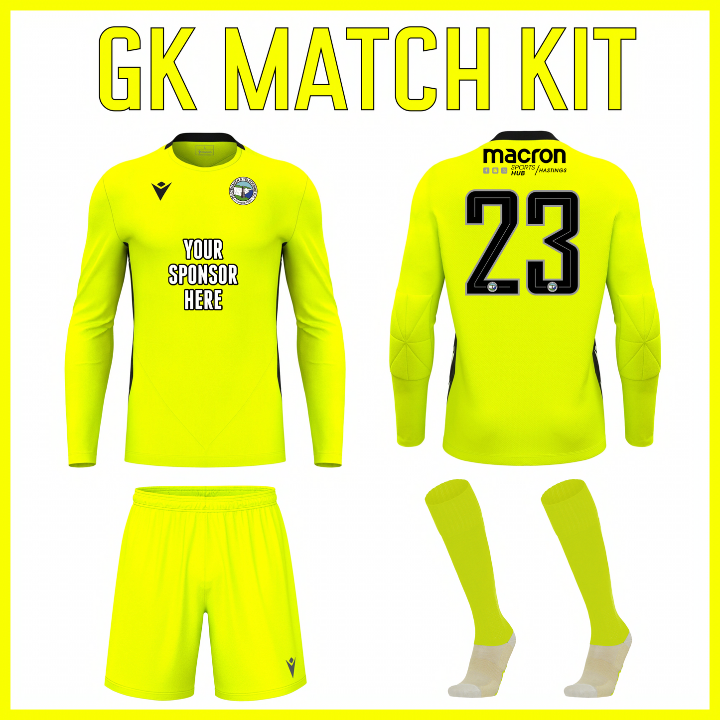 SNR PEACEHAVEN & TELSCOMBE HOME GK MATCH DAY BUNDLE Macron Sports Hub Hastings