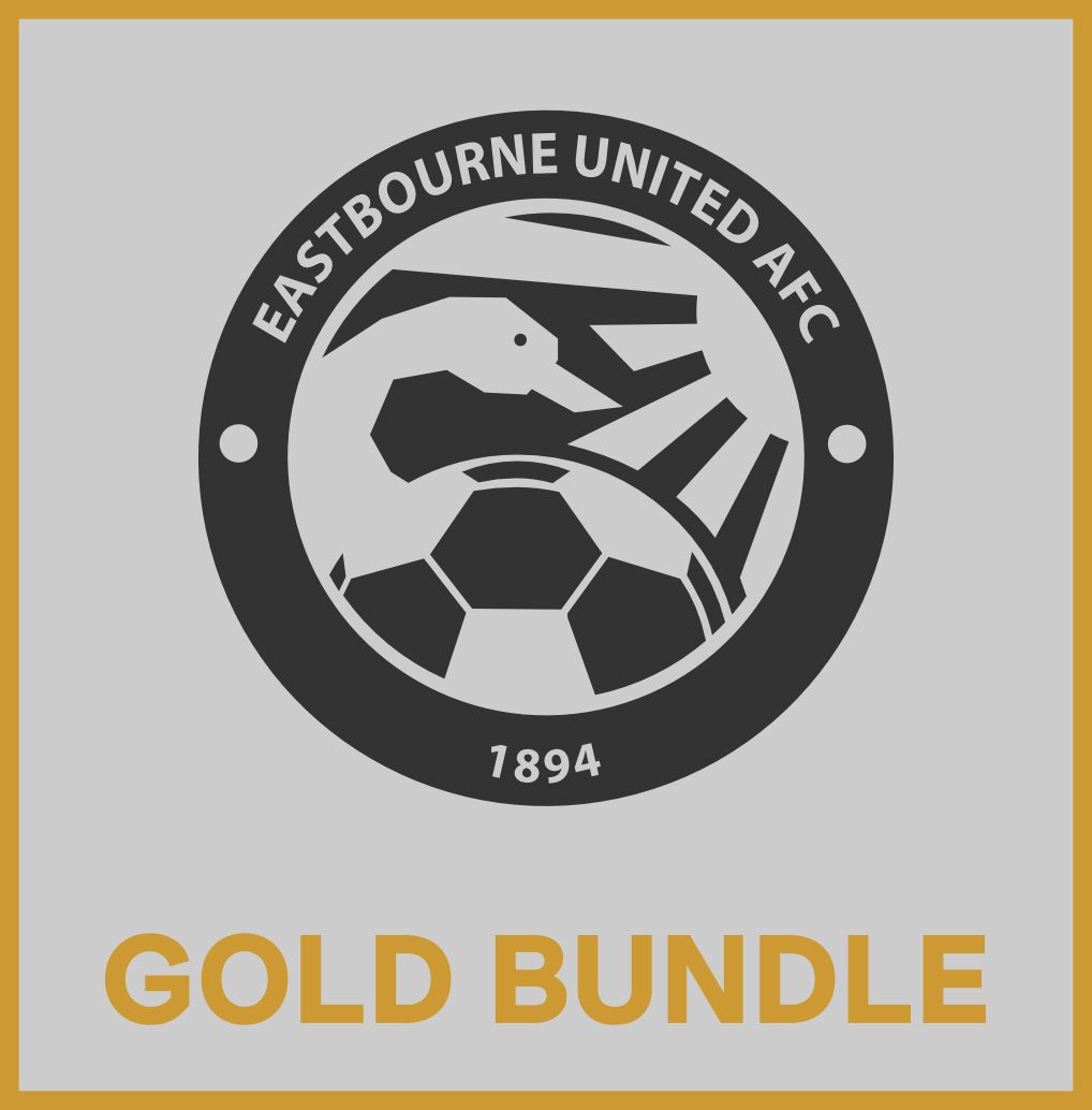 EASTBOURNE UNITED AFC PLAYERS GOLD BUNDLE KIT PACKAGE. Macron Sports Hub Hastings