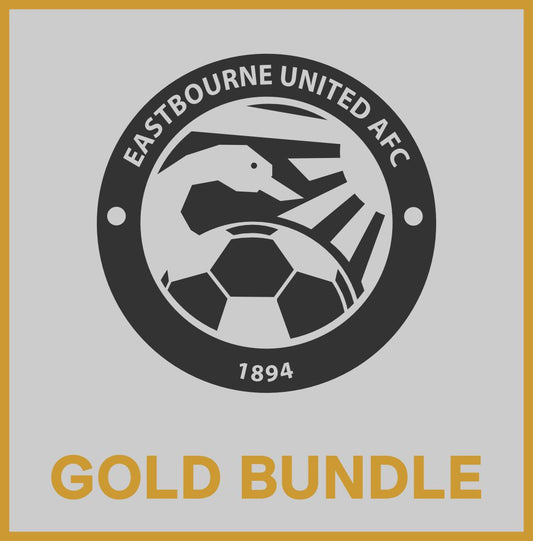 EASTBOURNE UNITED AFC PLAYERS GOLD BUNDLE KIT PACKAGE. Macron Sports Hub Hastings