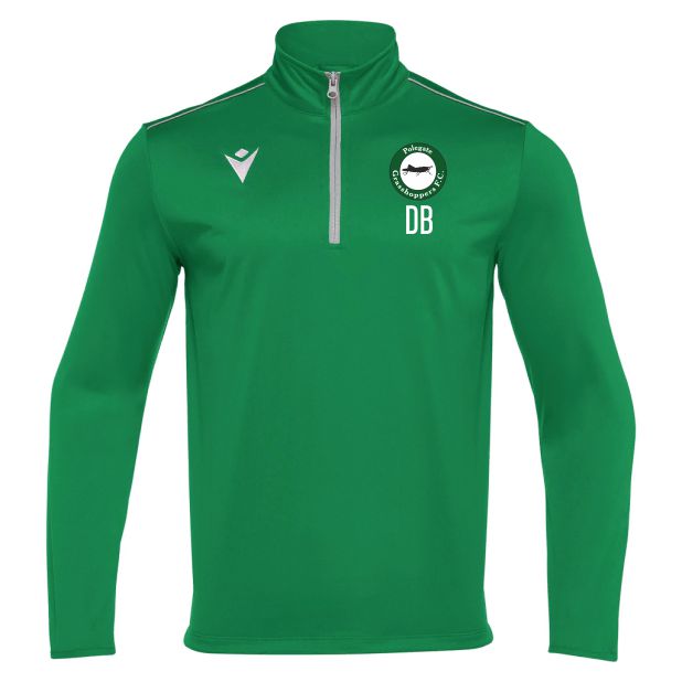POLEGATE GRASSHOPPERS FC TRAINING HAVEL GREEN 1/4 ZIP TOP Macron Store Hastings