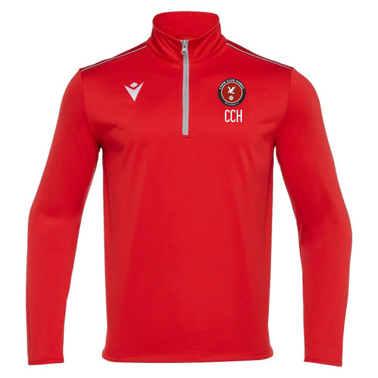 CREW CLUB HAWKS - PLAYERS RED HAVEL 1/4 TRACKSUIT TOP Macron Store Hastings