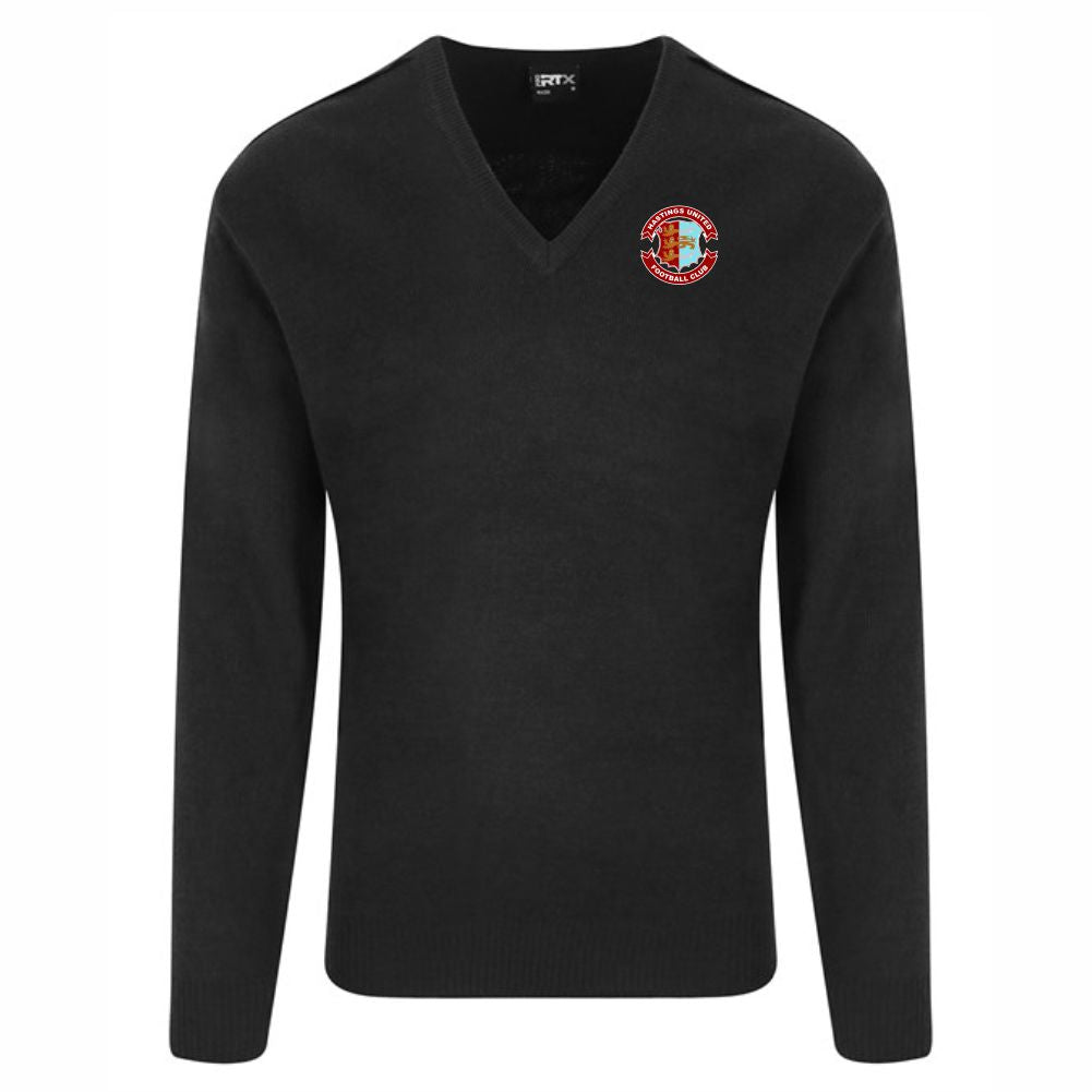 HASTINGS UNITED FC – RETRO KNITTED V-NECK JUMPER – Available in 2 colours