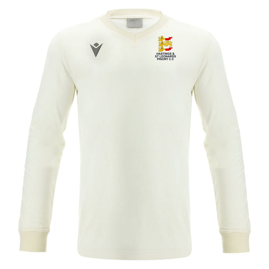 HASTINGS AND ST LEONARDS PRIORY JNR WRIGHT LONGSLEEVED WHITE MATCH TOP Macron Sports Hub Hastings