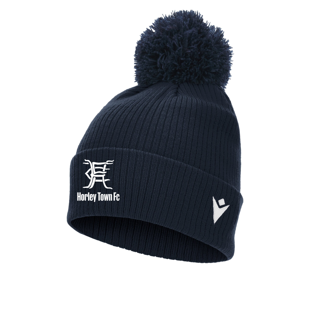 HORLEY TOWN FC PLAYERS NAVY SNOW BOBBLE HAT Macron Store Hastings