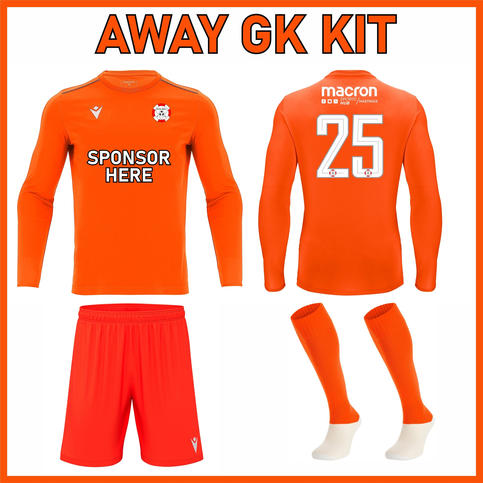 RYE BAY FC SNR AWAY GK MATCH KIT Macron Sports Hub Hastings