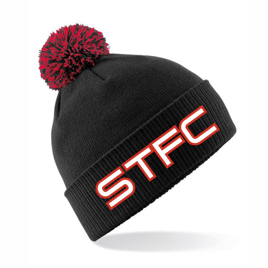 STEYNING TOWN FC BLACK/RED WINTER BOBBLE HATS