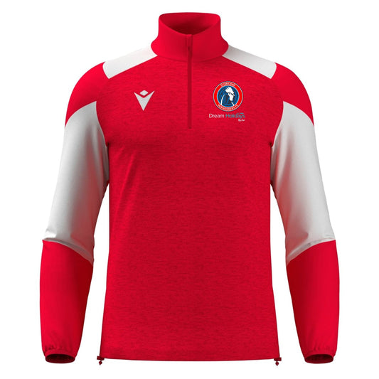 DWFC - CUZCO RED/WHITE 1/4 ZIP TRAINING TOP Macron Store Hastings