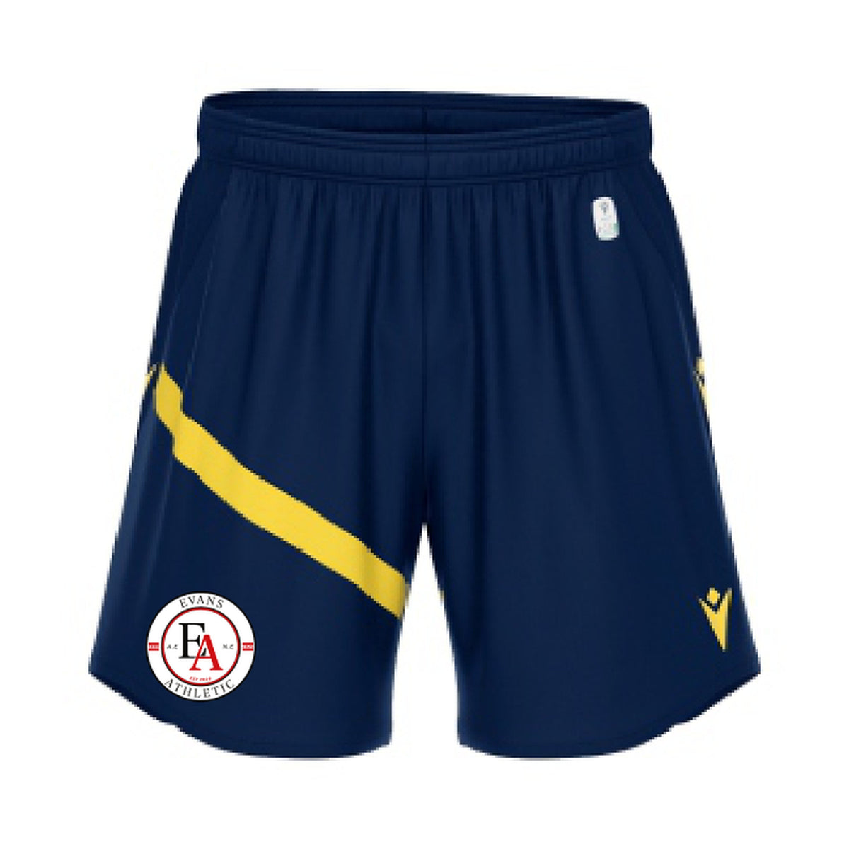EVANS ATHLETIC AWAY MATCH SHORTS front — clean 4000 x 4000 product photograph
