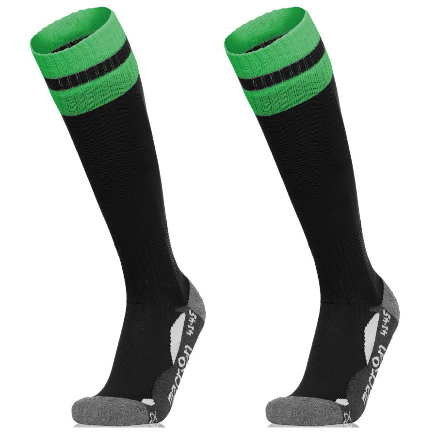 POLEGATE GRASSHOPPERS FC AZLON BLACK/GREEN BOYS &amp; GIRLS TRAINING SOCKS Macron Store Hastings