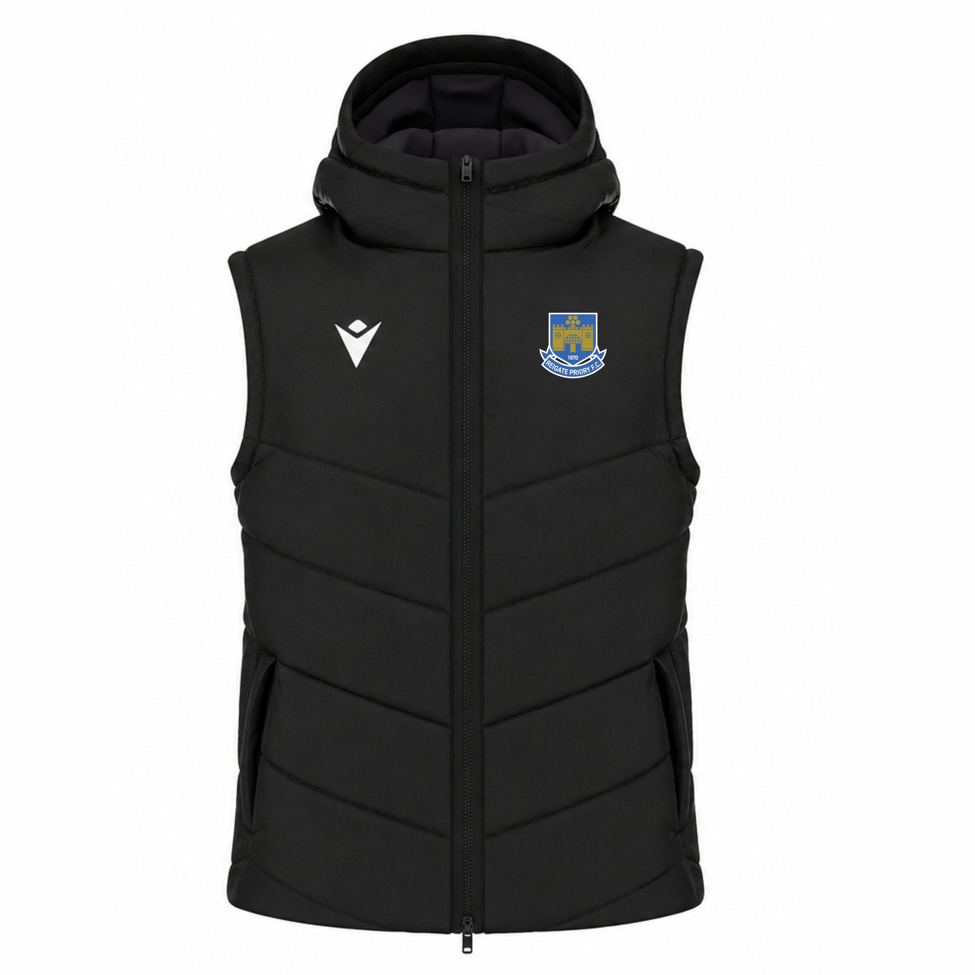 REIGATE PRIORY FC COACHES DUALITY PADDED GILET front